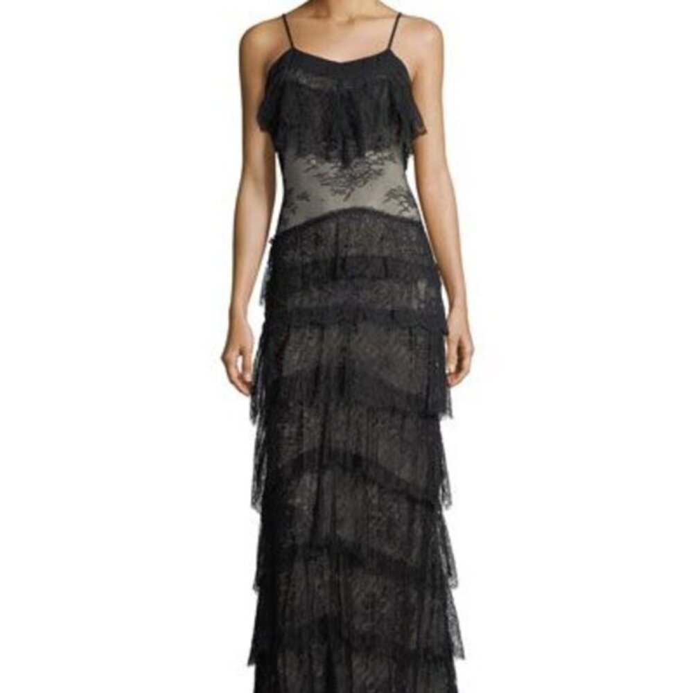 Haute Hippie Lace & Silk Tiered Dress NWT